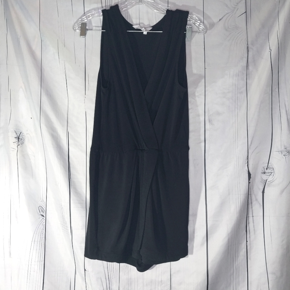 BCBG Generations Black Sleeveless V-neck Faux Wrap Romper Size S